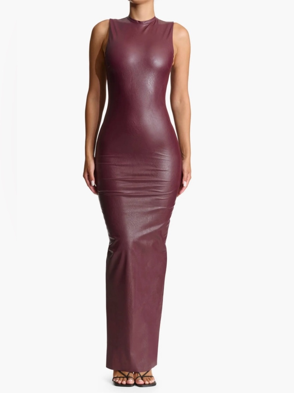 Naked wardrobe liquid faux leather maxi dress